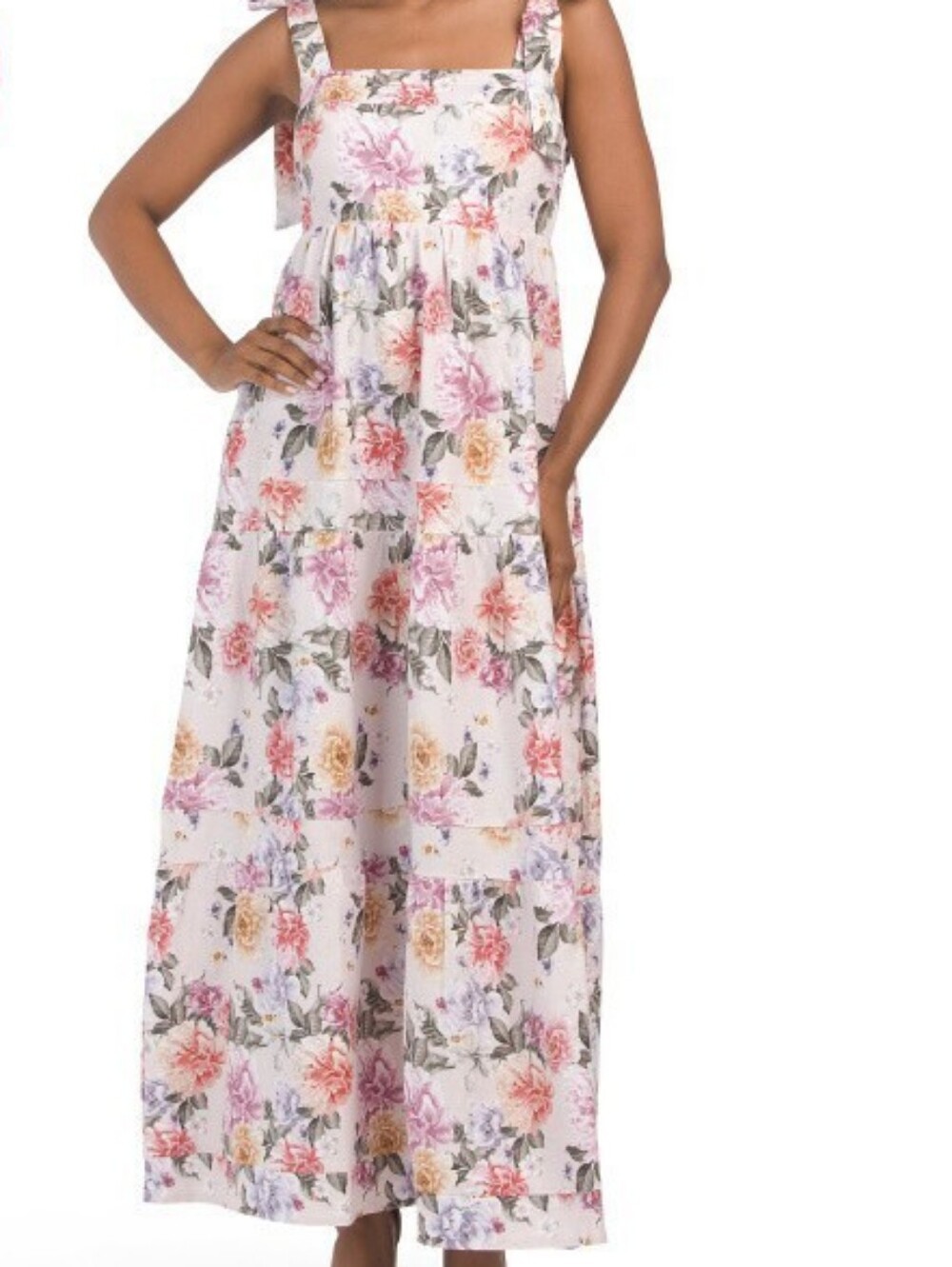 House Of Harlow 1960 Floral Tie-Shoulder Sundress in White and Pastel